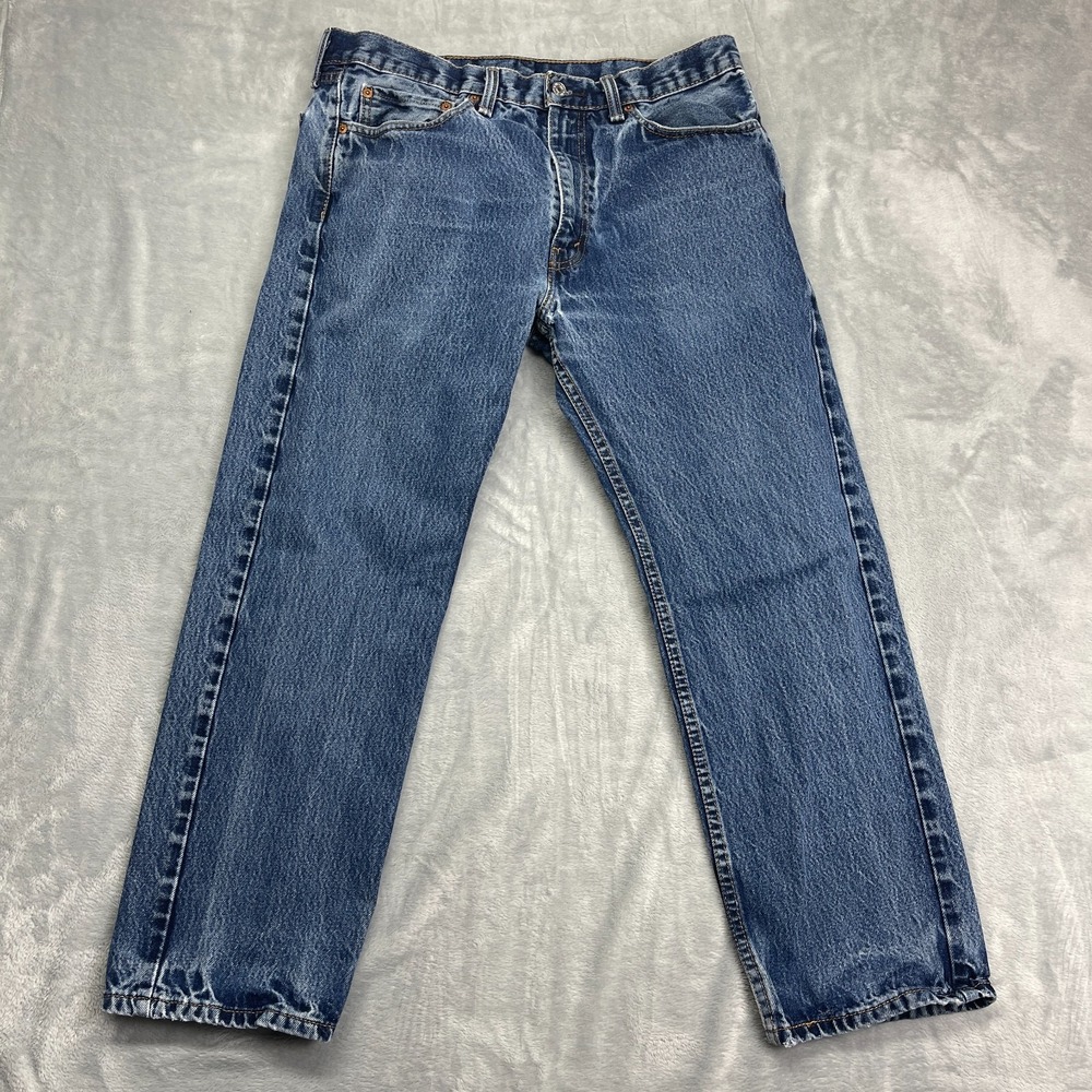 Levi's 505‎ Jeans Mens 36x29 Blue Denim Medium Wash Red Tab Straight Leg Outdoor